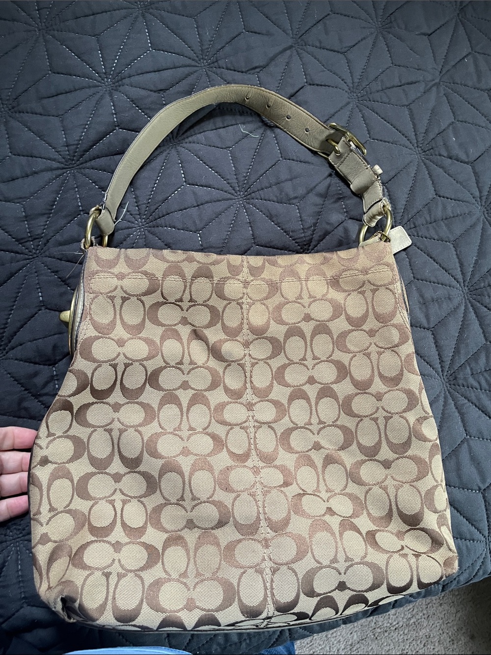 Coach Brown/Tan Signature Canvas Shoulder Bag